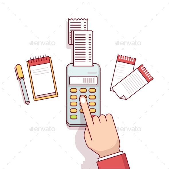 Business Clerk Making Expense Calculations - Concepts Business