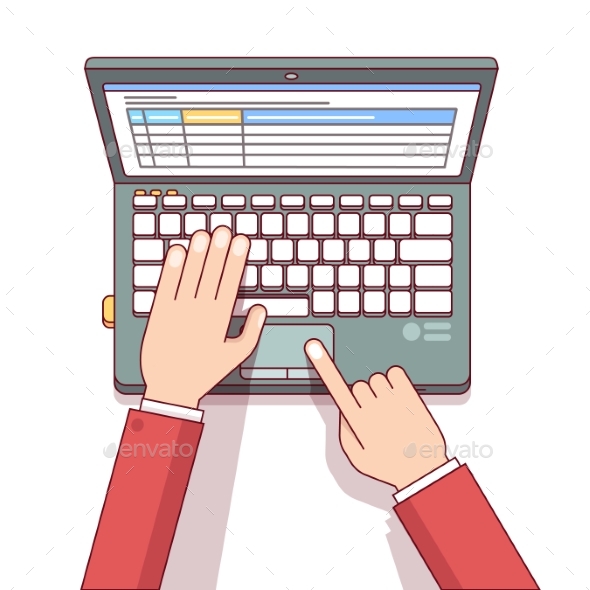 Business Man Using Laptop To Calculate Something - Computers Technology