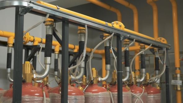 A Large Number of Gas Cylinders Are Connected To a Single Pipeline ...