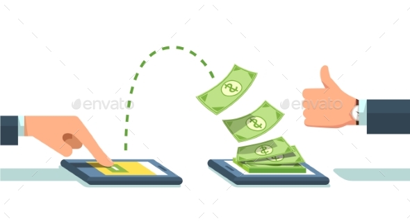 People Sending and Receiving Money Wirelessly - Concepts Business