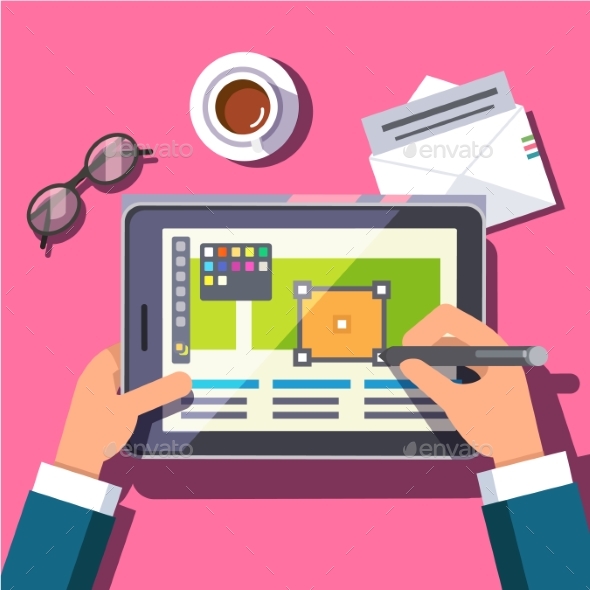 Designer Working on a Tablet Computer - Web Technology