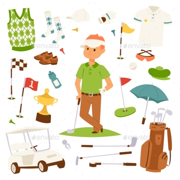 Golf Player Clothes and Accessories - Backgrounds Decorative
