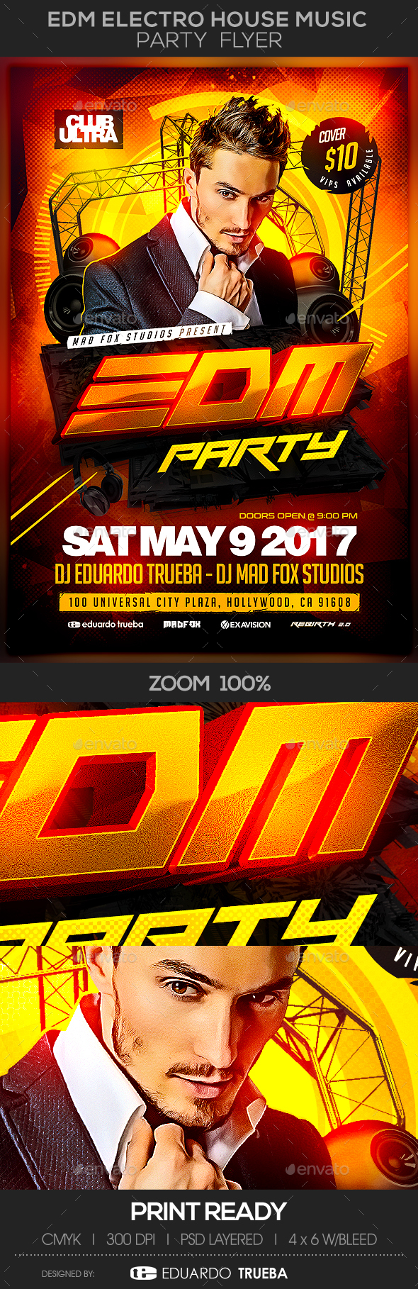 EDM Electro House Music Party Flyer - Clubs & Parties Events