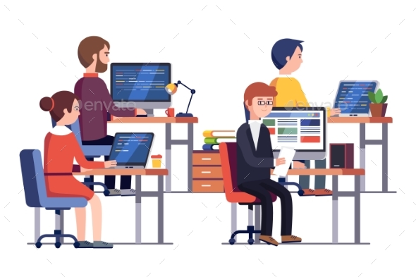 IT or Game Development Company People at Work - Computers Technology