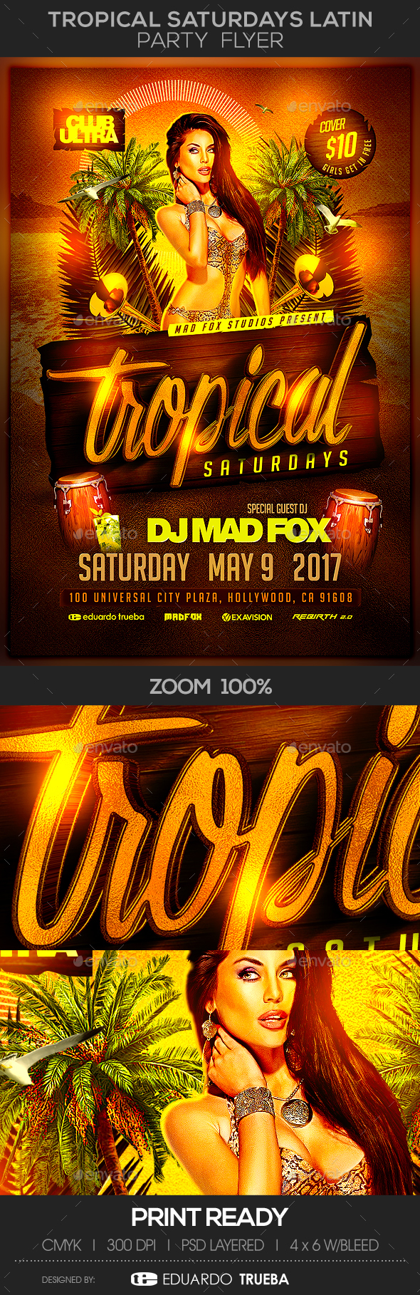 Tropical Saturdays Latin Party Flyer By Eduardotrueba