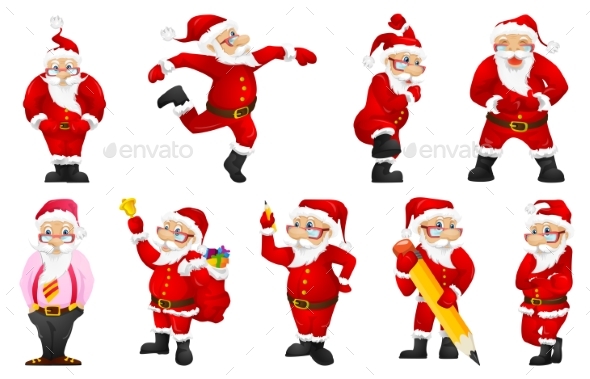 Vector Set for Christmas with Santa Claus. - Christmas Seasons/Holidays