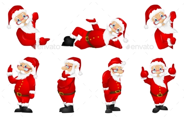 Vector Set for Christmas with Santa Claus. - Christmas Seasons/Holidays
