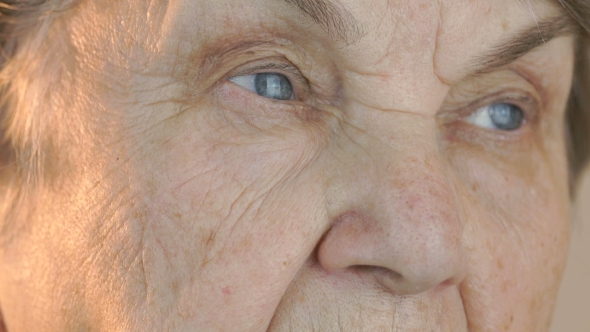 Elderly Woman's Face with Tired Expression of Face, Stock Footage ...