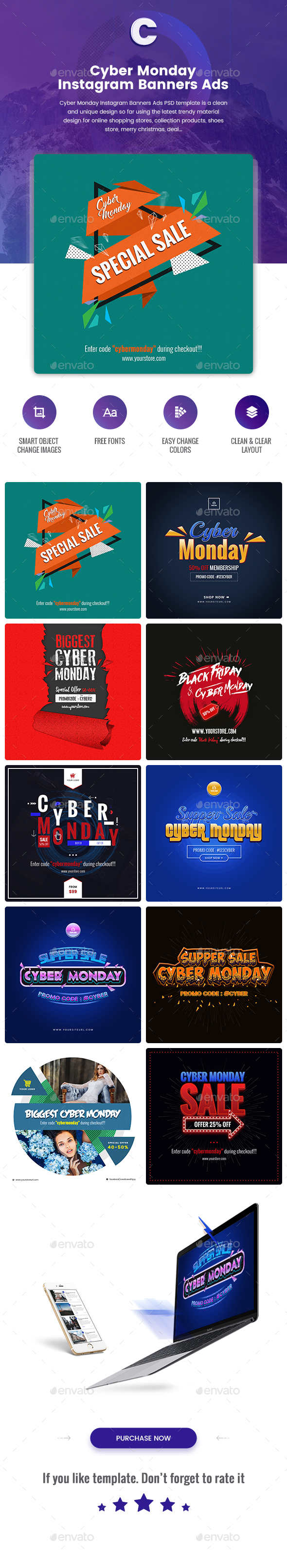 Cyber Monday Instagram Banners Ads - 10 PSD [NewSize]
