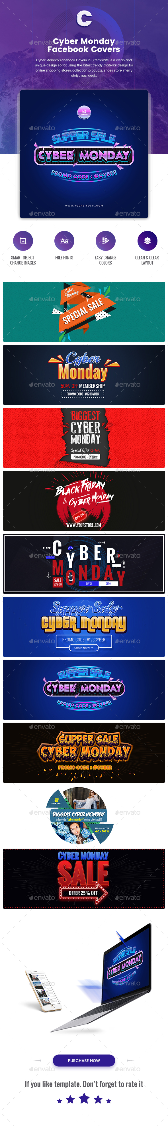 Cyber Monday Facebook Timeline Covers - 10 PSD