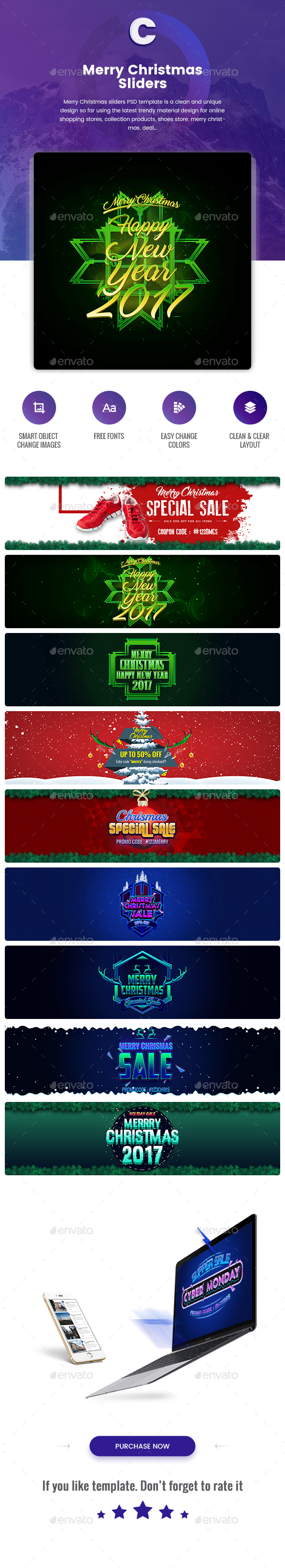 Merry Christmas Sliders - 09 PSD - Sliders & Features Web Elements