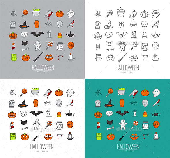 Halloween Flat Icons - Seasonal Icons