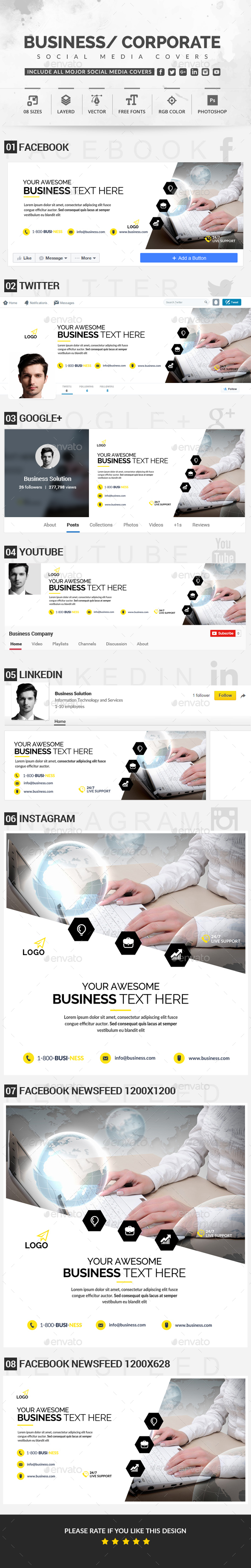 Business Social Media Covers - Social Media Web Elements