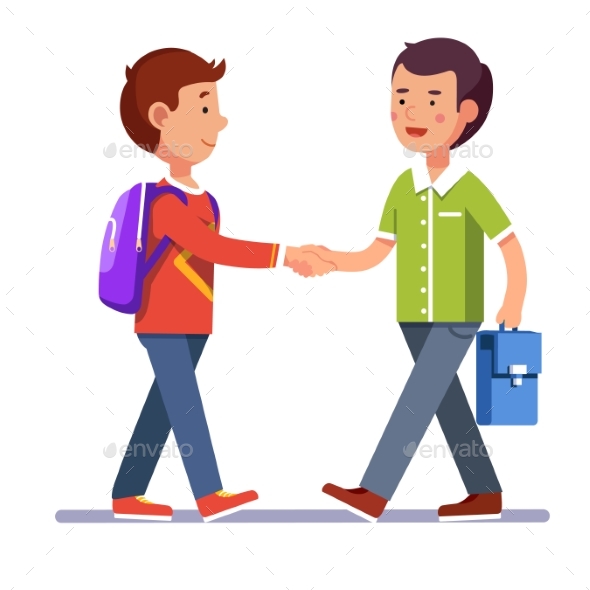 Two Boys Shaking Hands Making Peace - People Characters