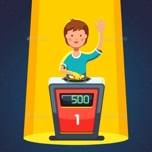School Kid Playing Quiz Game Answering Question - People Characters