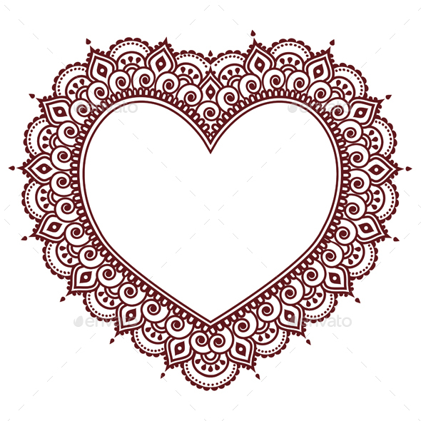 Valentine's Day Grettings Card with Heart Mehndi - Valentines Seasons/Holidays