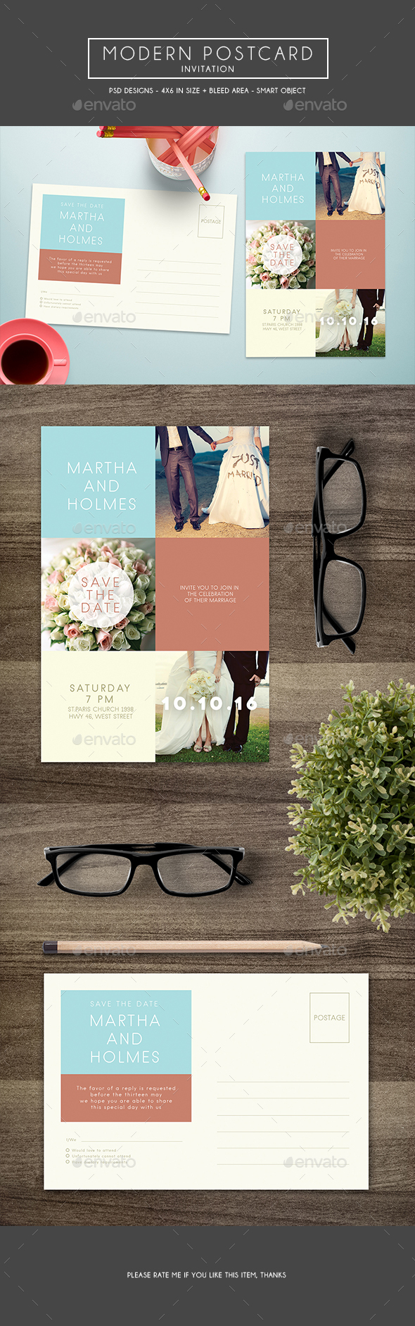 Modern Postcard Invitation - Invitations Cards & Invites