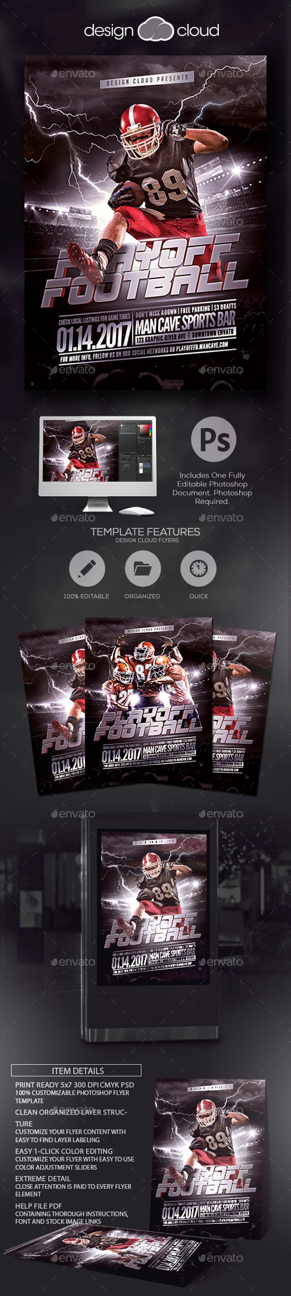 Playoff Football Vol 5 Flyer Template - Sports Events