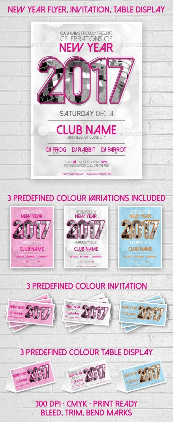 New Year Party Flyer, Ivitation, Table Display - Clubs & Parties Events