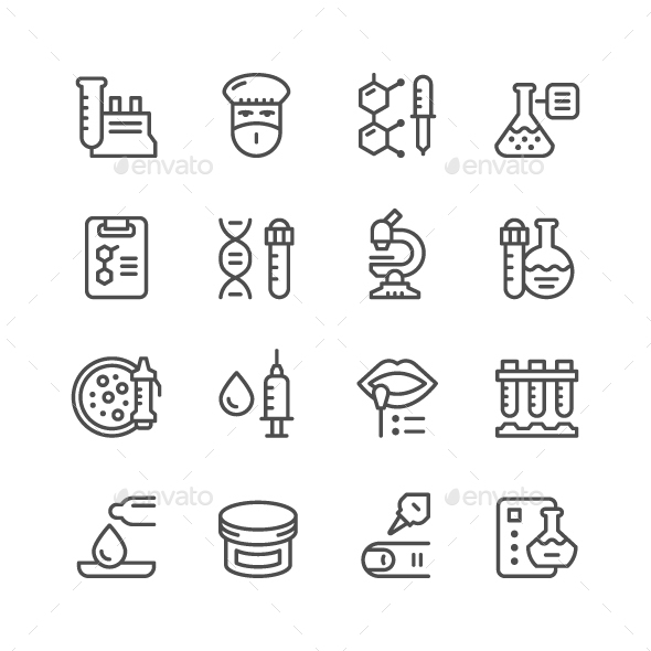 Set Line icons of Medical Analysis - Man-made objects Objects