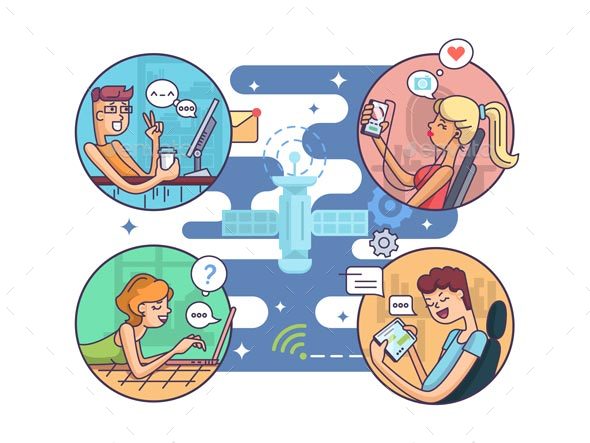 Communication People at Distance - Miscellaneous Vectors