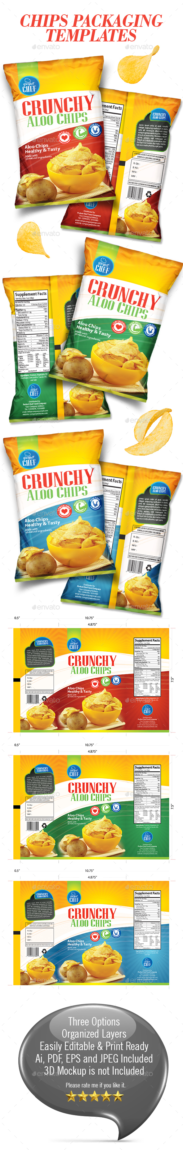 Chips Packaging Templates - Packaging Print Templates