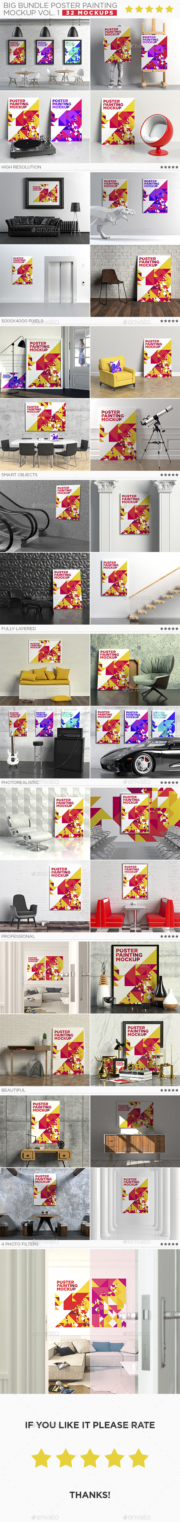 Big Bundle Poster Painting Mockup Vol. 1 - Posters Print