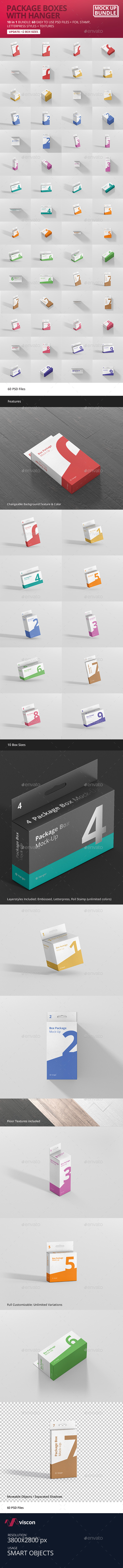 Download Box Mockup Bundle With Hanger By Visconbiz Graphicriver