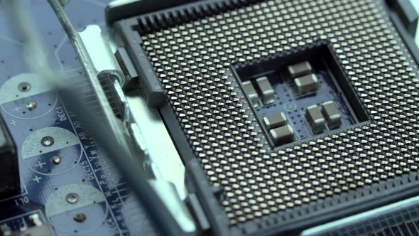 Hardware. Photo of Processor on Motherboard