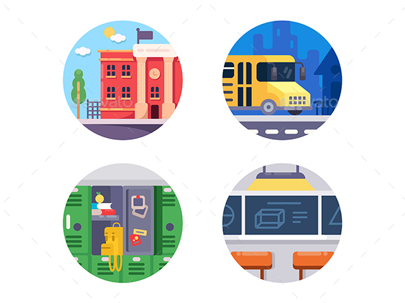 Education School Icons - Web Elements Vectors