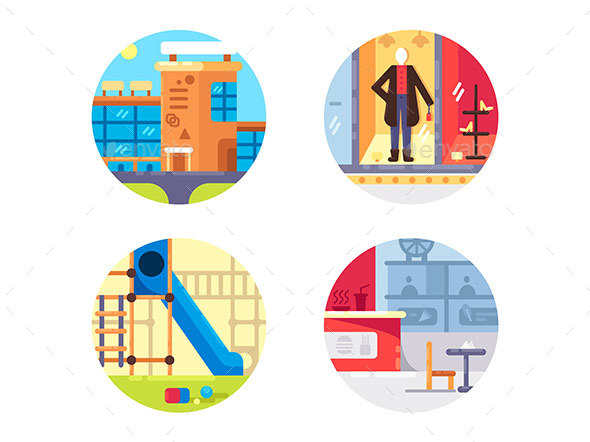 Shopping Center Set Icons - Web Elements Vectors