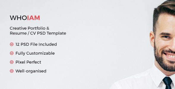 WHOIAM Creative Portfolio & Resume CV PSD Template