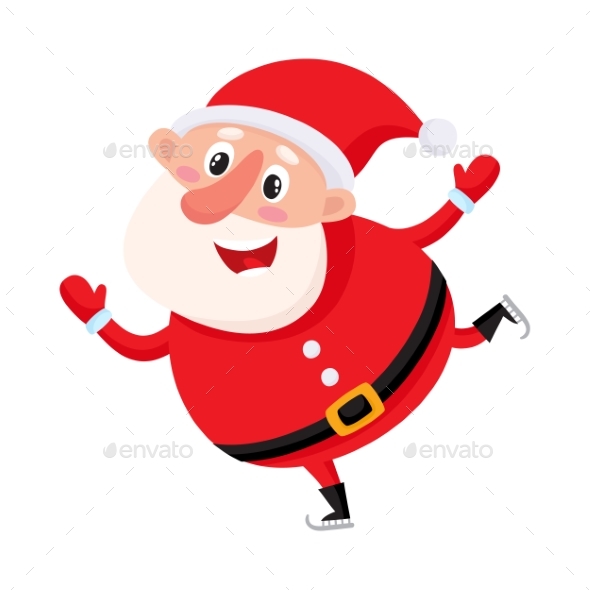 Santa Claus Ice Skating - Christmas Seasons/Holidays