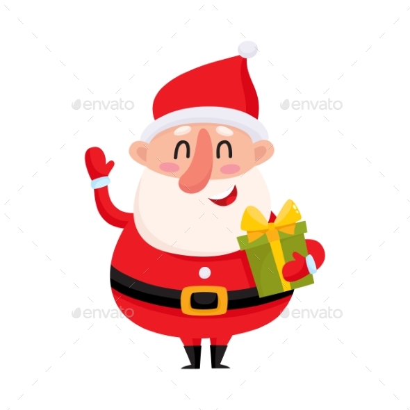 Santa Claus Holding Christmas Gift - Christmas Seasons/Holidays