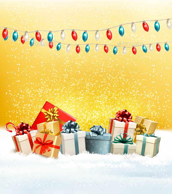 Holiday Christmas Background With Presents - Christmas Seasons/Holidays