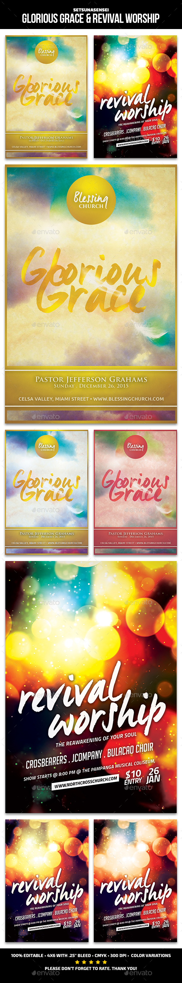 Glorious Grace & Revival Worship - Church Flyers