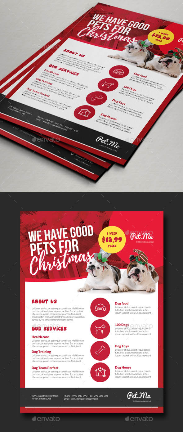 Pet Shop Promo Christmas Flyer Templtate - Corporate Flyers