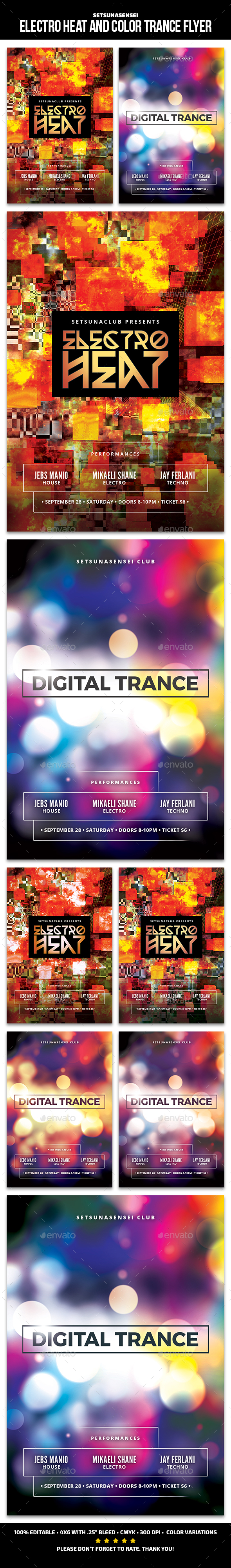 Electro Heat and Color Trance Flyer - Clubs & Parties Events