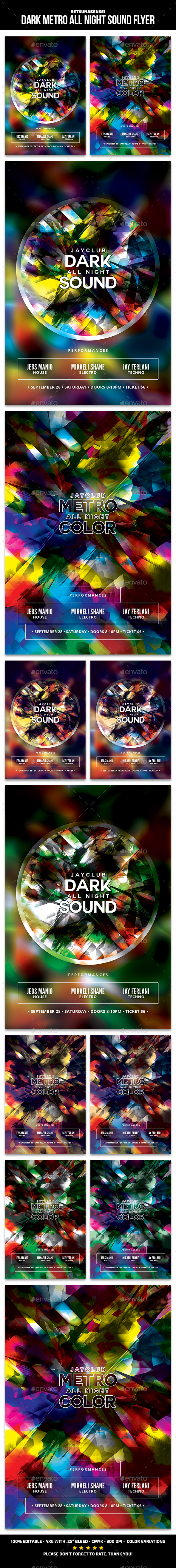 Dark Metro All Night Sound Flyer - Clubs & Parties Events