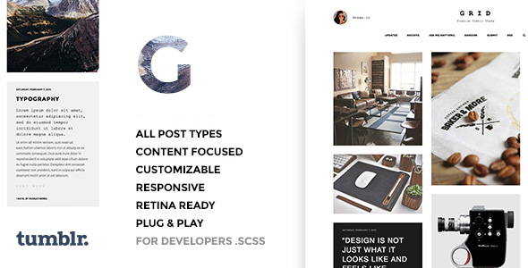 Grid - Responsive Portfolio - Tumblr Theme - Portfolio Tumblr