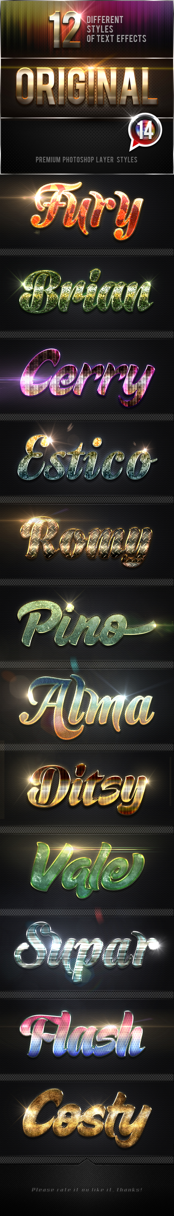 12 Original Photoshop Text Effects Vol.14 - Text Effects Styles