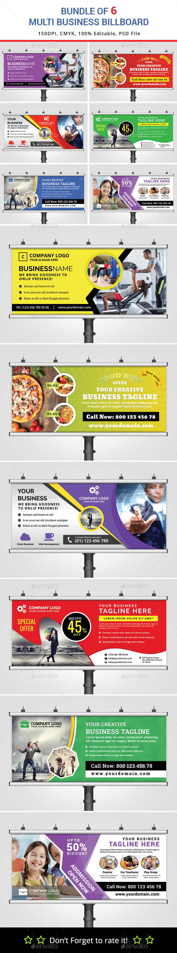 Bundle of 6 Multipurpose Billboard Banners - Signage Print Templates
