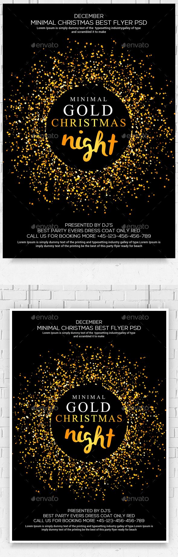 Christmas Glod Glitter Party Flyer - Clubs & Parties Events