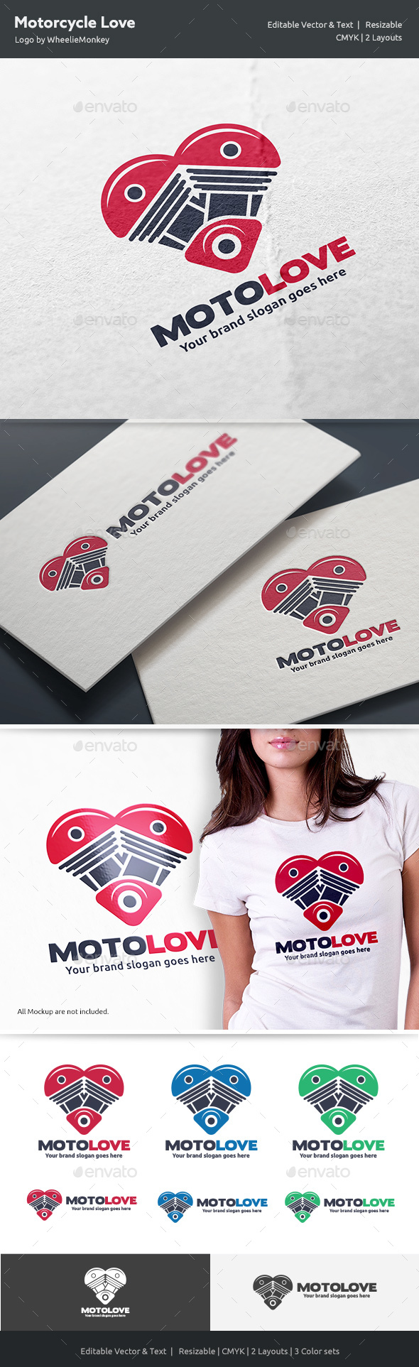 Motorcycle Love Logo - Vector Abstract