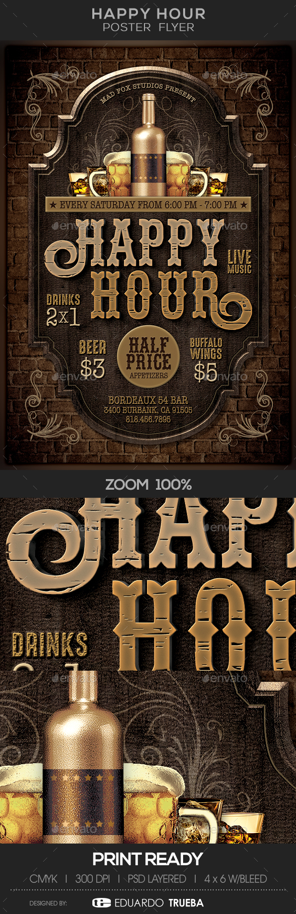 Happy Hour Poster Flyer - Flyers Print Templates