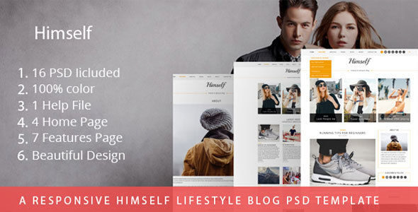A Responsive Himself lifestyle Blog PSD Template - PSD Templates