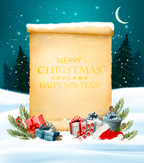 Holiday Christmas Background with Gift Boxes - Christmas Seasons/Holidays