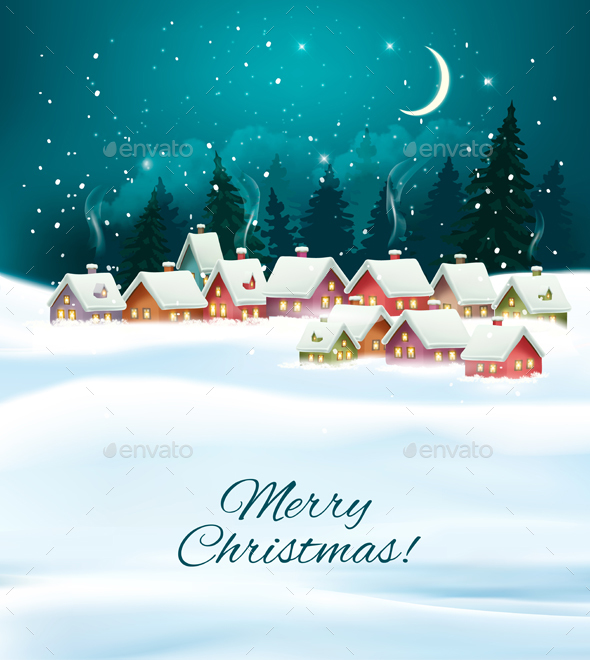 Winter Village Night - Christmas Seasons/Holidays