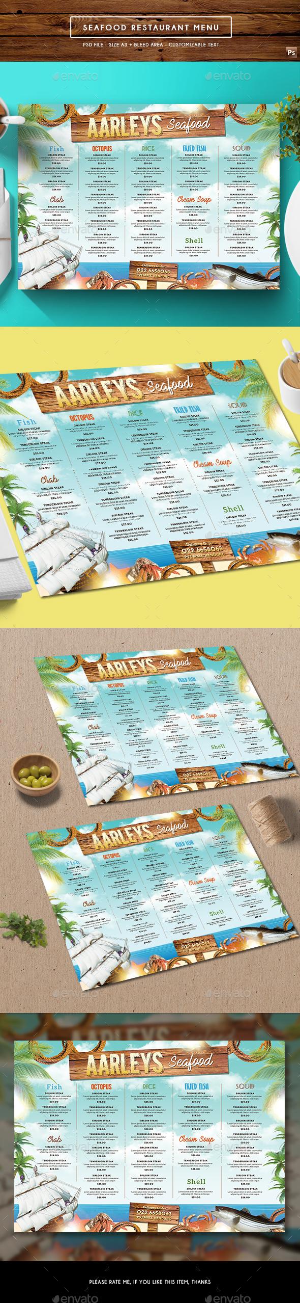 Seafood Menu - Food Menus Print Templates