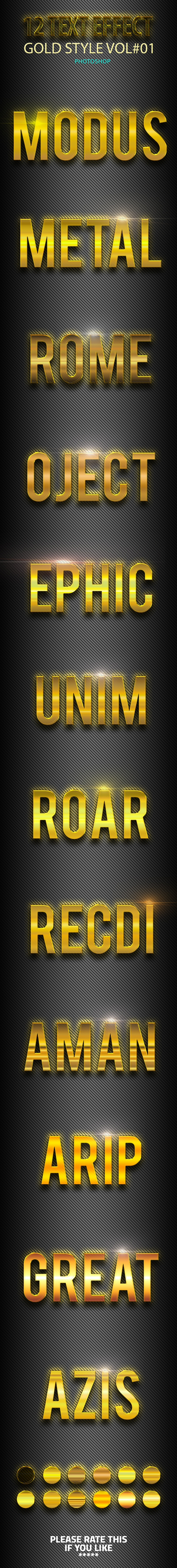 12 Gold Text Effect Style Vol 01 - Text Effects Styles